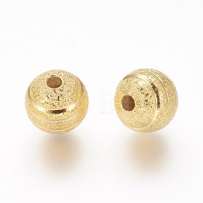 Brass Textured Beads KK-B208-G-1