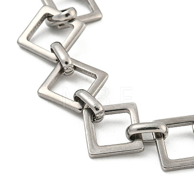 304 Stainless Steel Rhombus Link Chains Bracelets for Men & Women BJEW-D042-03P-1