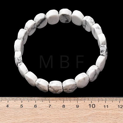 Natural Howlite Faceted Beaded Stretch Bracelets for Women BJEW-K251-07S-1