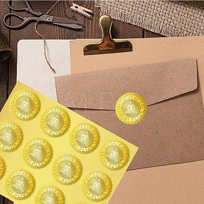34 Sheets Self Adhesive Gold Foil Embossed Stickers DIY-WH0509-078-1