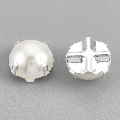 ABS Plastic Imitation Pearl Shank Buttons BUTT-T002-7mm-01S-1