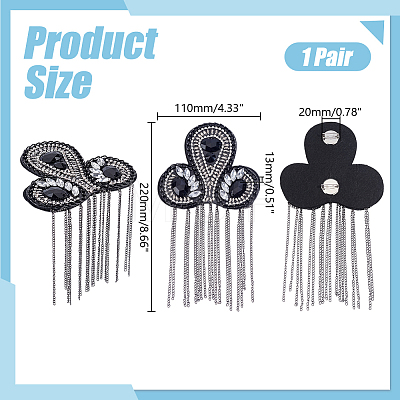 2Pcs Iron Tassel Chain Shoulder Epaulettes DIY-HY0003-61-1