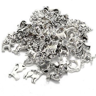 Tibetan Style Alloy Puppy Pendants TIBEP-MSMC021-17AS-1