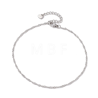 304 Stainless Steel Singapore Chain Anklets AJEW-AN00644-02-1