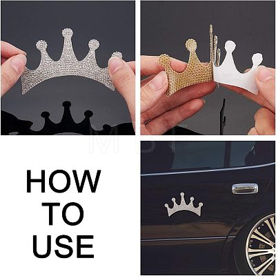 Crown Shape Glass Rhinestone Car Stickers DIY-WH0171-17-1