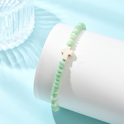 Dyed Glass Imitation Jade Beads Stretch Bracelets BJEW-JB13840-1