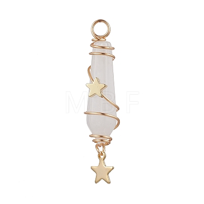 3Pcs 3 Styles Natural Quartz Crystal Pointed Copper Wire Wrapped Faceted Bullet Big Pendants PALLOY-JF03572-01-1