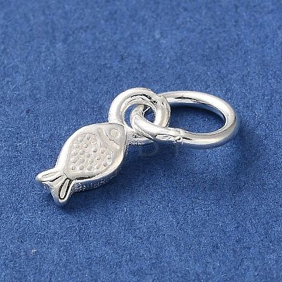 925 Sterling Silver Fish Charms with Jump Rings STER-H118-09S-1