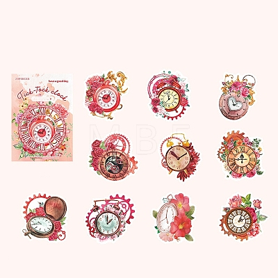 20Pcs Flower Clock PVC Waterproof Self-Adhesive Stickers PW-WG94489-02-1