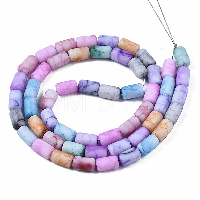 Opaque Baking Painted Crackle Glass Beads Strands X-FGLA-T004-01I-1