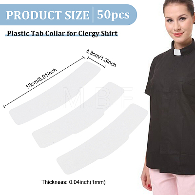 50Pcs Plastic Tab Collar for Clergy Shirt AJEW-BC0003-64B-1