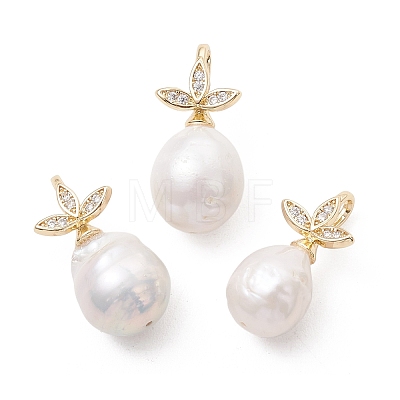 Natural Baroque Keshi Pearl Pendants PALLOY-JF05452-1
