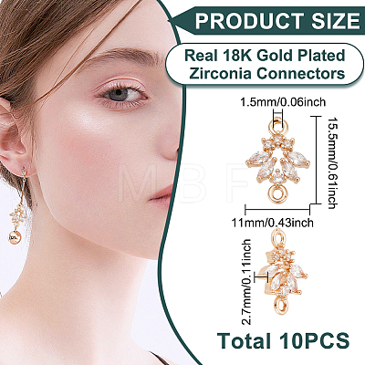 BENECREAT 10Pcs Brass Crystal Rhinestone Connector Charms KK-BC0001-50-1