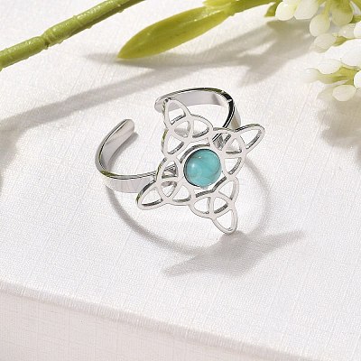 Synthetic Turquoise Finger Rings RJEW-I110-02P-01-1