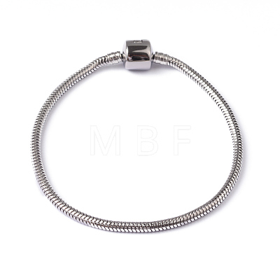 304 Stainless Steel Round Snake Chain European Style Bracelet Making X-STAS-L178-SL0202-21-1