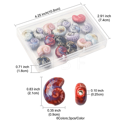18Pcs 6 Colors Handmade Porcelain Beads for DIY Bracelet Accessories PORC-FS0001-24-1