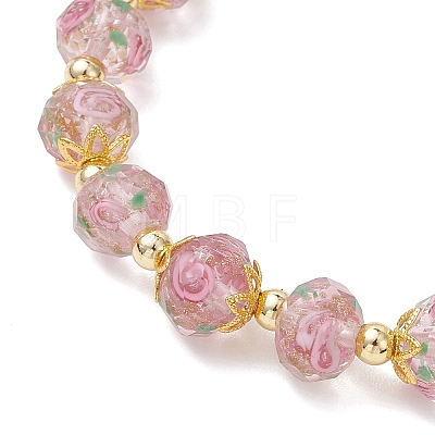 Handmade Gold Sand Lampwork Beaded Charm Bracelets BJEW-JB13010-01-1