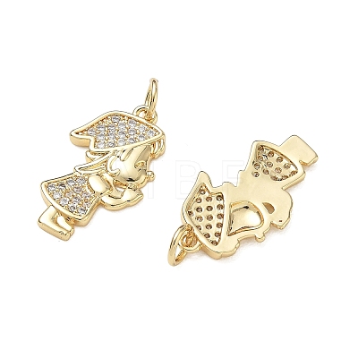 Brass Micro Pave Clear Cubic Zirconia Pendants CU-CBA9AFC-01G-25-1