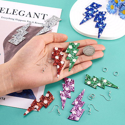 DIY Imitation Leather Lightning Bolt Dangle Earring Making Kits DIY-TA0010-70A-1