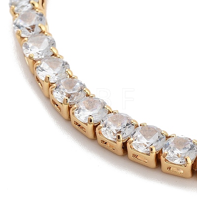 Brass Pave Clear Cubic Zirconia Flat Round Link Bracelets BJEW-YWC0002-04G-1