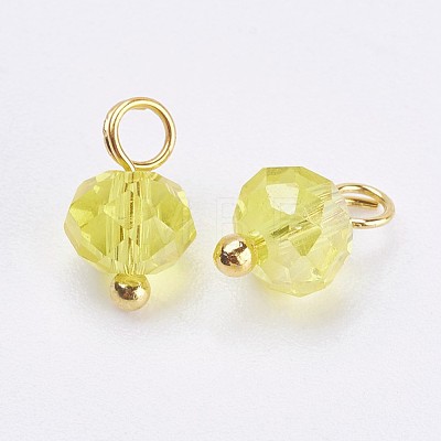 Electroplated Glass Charms GLAA-P038-05G-01-1
