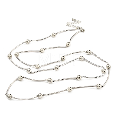 CCB Round Beads Charm Layered Necklaces NJEW-K261-07P-1
