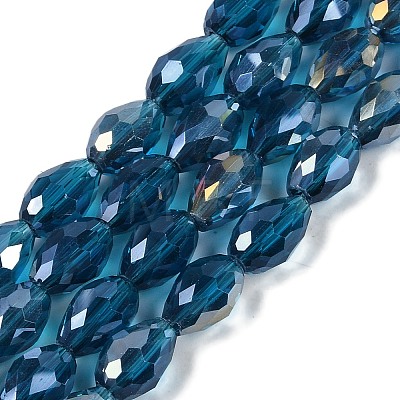 Transparent Electroplate Glass Beads Strands X-EGLA-N013-T6mm-B25-1