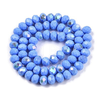 Electroplate Opaque Solid Color Glass Beads Strands EGLA-A044-P8mm-L17-1