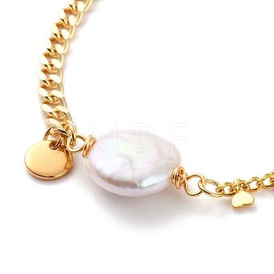 Natural Baroque Pearl Keshi Pearl Link Bracelets BJEW-JB05803-03-1