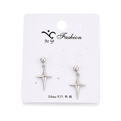 925 Sterling Silver Cross Dangle Stud Earrings STER-N016-108P-1