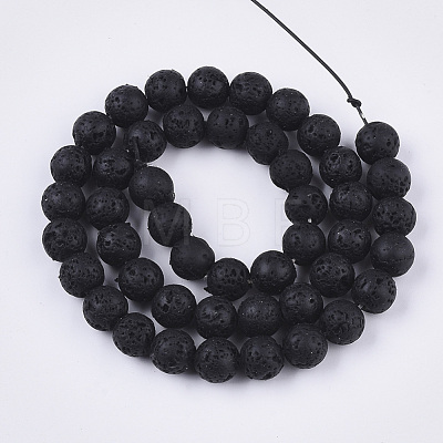 Spray Painted Natural Lava Rock Beads Strands G-N0324-C-01-1