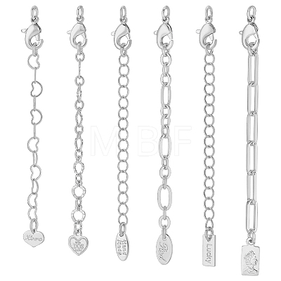 6Pcs 6 Styles Brass Ends with Chain FIND-PH0060-21P-1