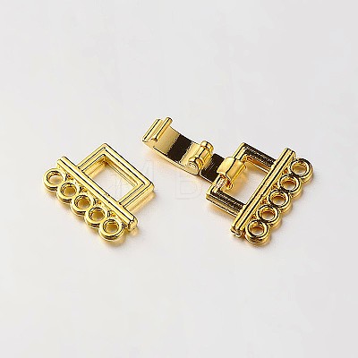 5 Strands Alloy and Brass Fold Over Clasps PALLOY-N0112-02G-1