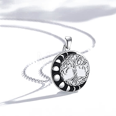 Rhodium Plated 925 Sterling Silver Tree of Life Pendant Necklaces PW-WGD3068-01-1