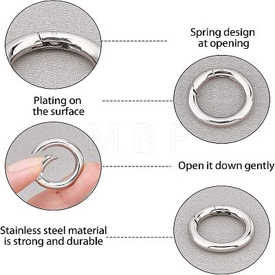 Unicraftale 201 Stainless Steel Spring Gate Rings STAS-UN0010-85P-1