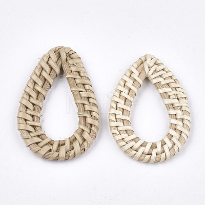 Handmade Reed Cane/Rattan Woven Linking Rings WOVE-T006-046-1