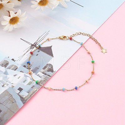 Stainless Steel Satellite Chain Anklets X-AJEW-AN00422-1