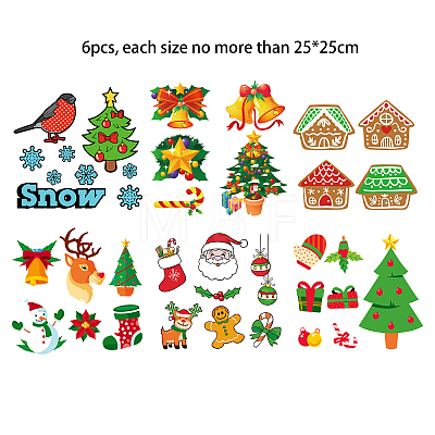 Christmas Theme PET Heat Transfer Film Logo Stickers Set DIY-WH0230-059-1
