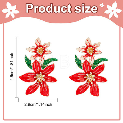 2 Pairs 2 Colors 3D Flower of Life Enamel Dangle Stud Earrings EJEW-FI0001-26-1