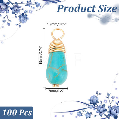 ARRICRAFT 100Pcs Synthetic Turquoise Pendants FIND-AR0004-20-1