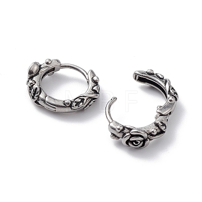 304 Stainless Steel Rose Hoop Earrings for Women EJEW-F312-01AS-1