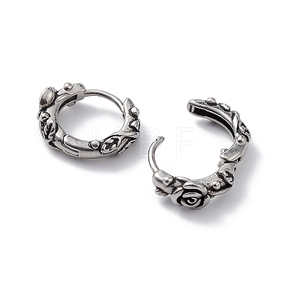 Non-Tarnish 304 Stainless Steel Rose Hoop Earrings for Women EJEW-F312-01AS-1