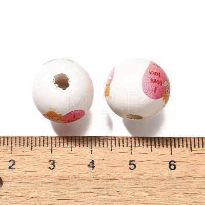 Valentine's Day Element Printed Wood Beads WOOD-R002-01-12-1