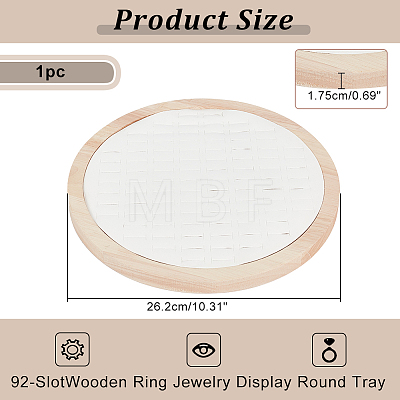92-Slot Wooden Ring Jewelry Display Round Tray EDIS-WH0030-20A-1