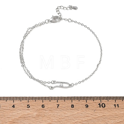 Brass Micro Pave Clear Cubic Zirconia Link Bracelets BJEW-E114-01E-P-1