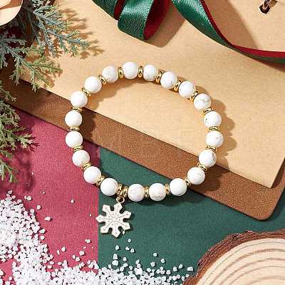 Christmas Alloy Enamel Charm Bracelets BJEW-JB12407-03-1