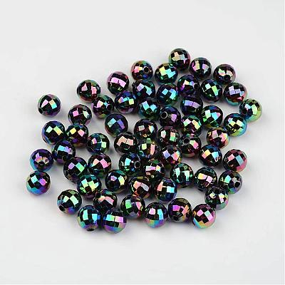 Faceted Colorful Eco-Friendly Poly Styrene Acrylic Round Beads SACR-K001-8mm-45-1