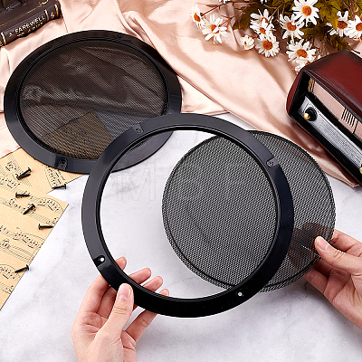 Round Iron with Plastic Mesh Speaker Grills Covers DIY-WH0430-395-1