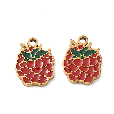 Fruit 304 Stainless Steel Enamel Pendants SA-CBA49D2-11G-15-1