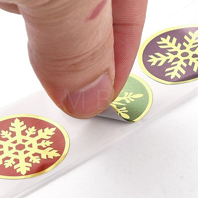 Christmas Themed Flat Round Roll Stickers X-DIY-B045-14-1